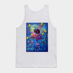 Li'l Fairy Cat Sitting on a Mushroom (very whimsical) Tank Top